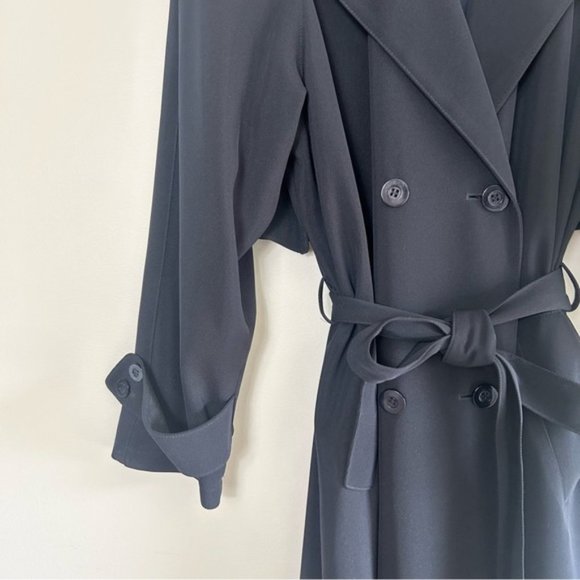VINTAGE Fennelli Navy Long Belted Trench Coat Size 13/14 - Picture 5 of 10